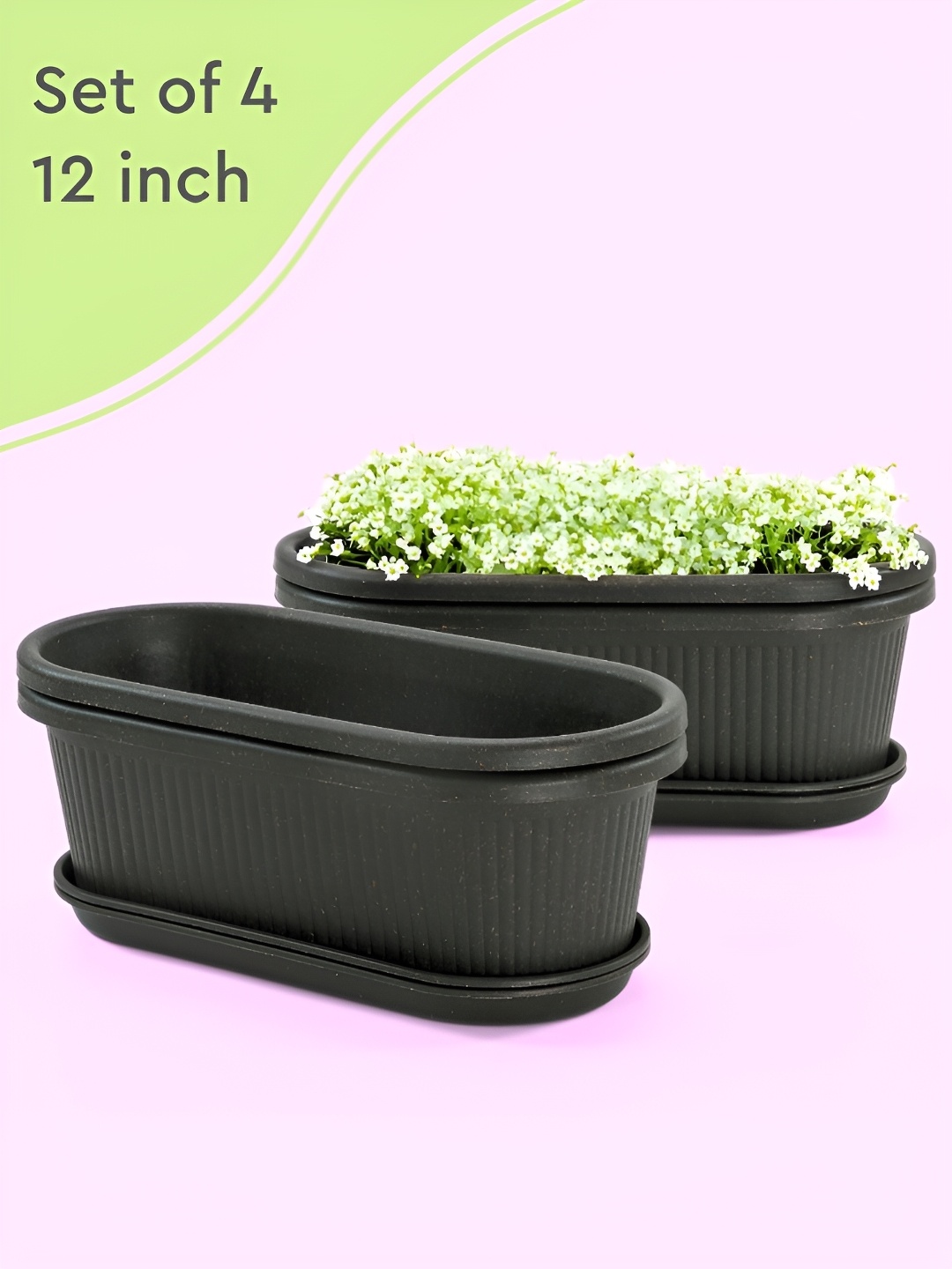 

eha Set Of 4 Black Textured PlantersPot