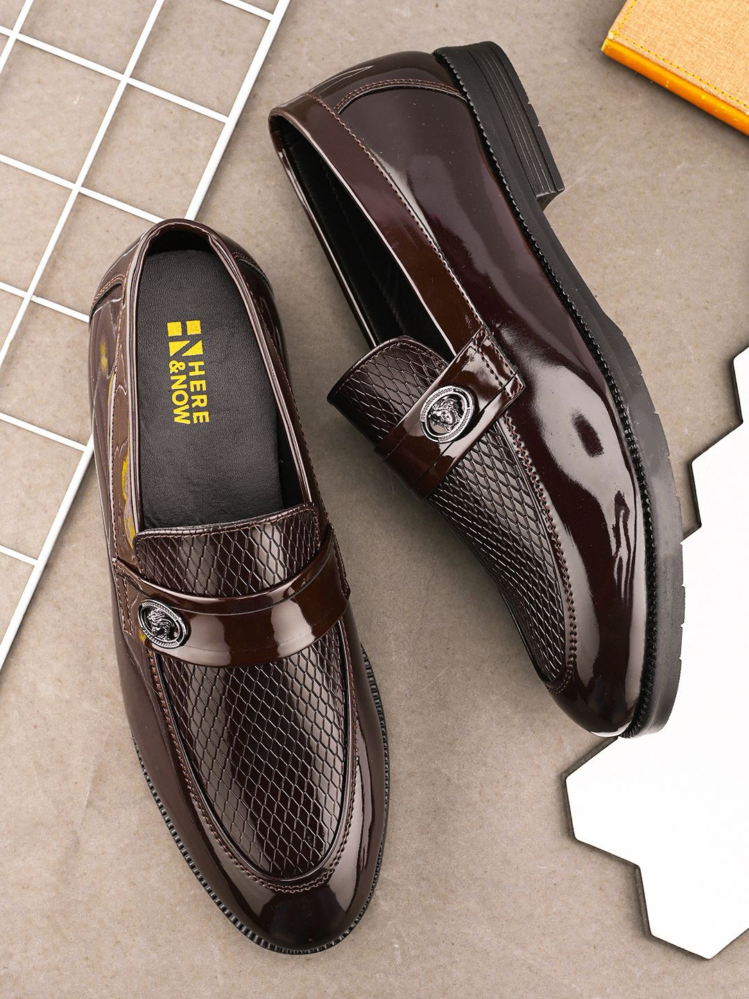 

HERE&NOW Men Formal Slip-Ons, Brown