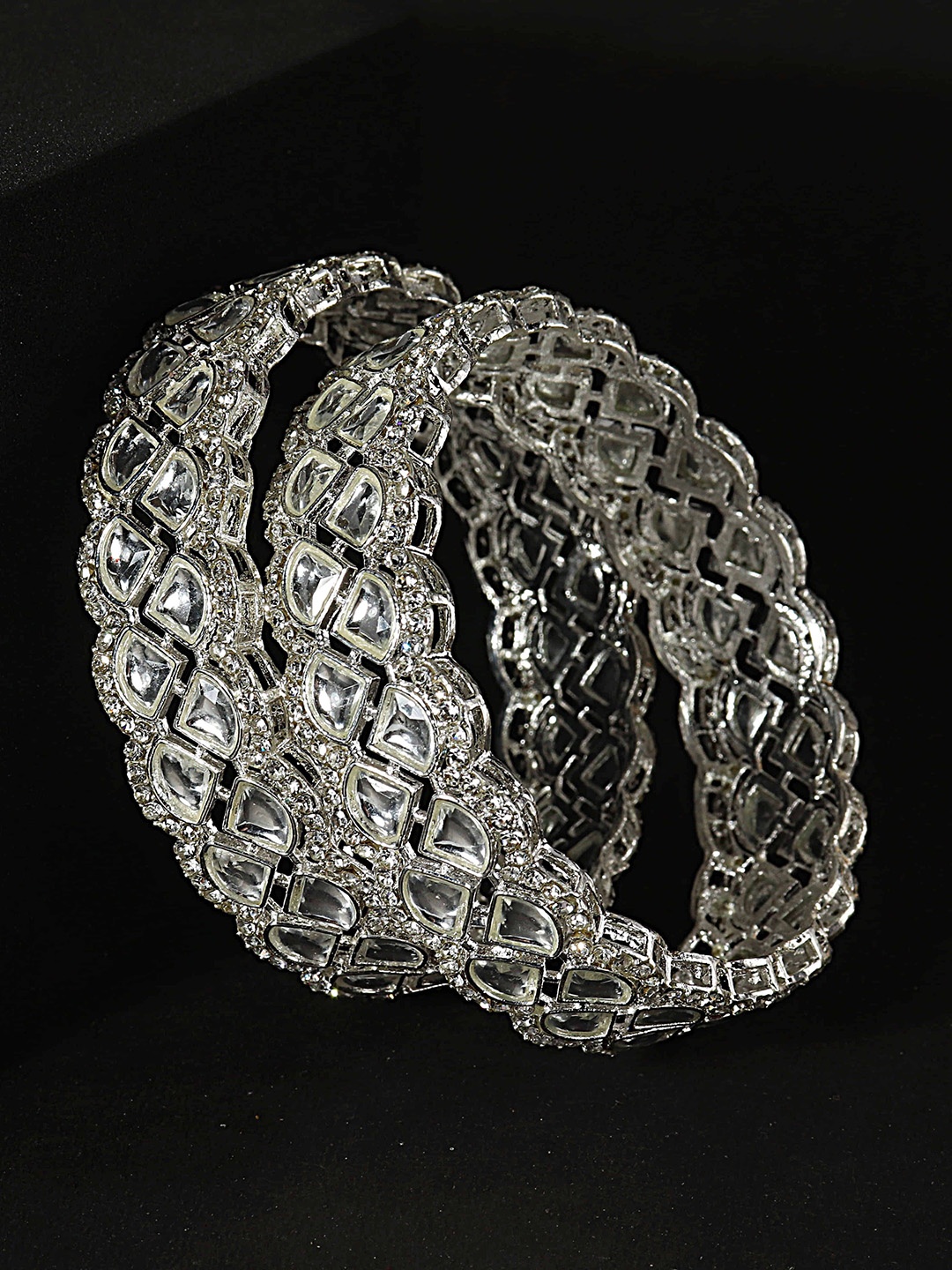 

LAVAZZA Set Of 2 CZ-Studded Bangles, Silver