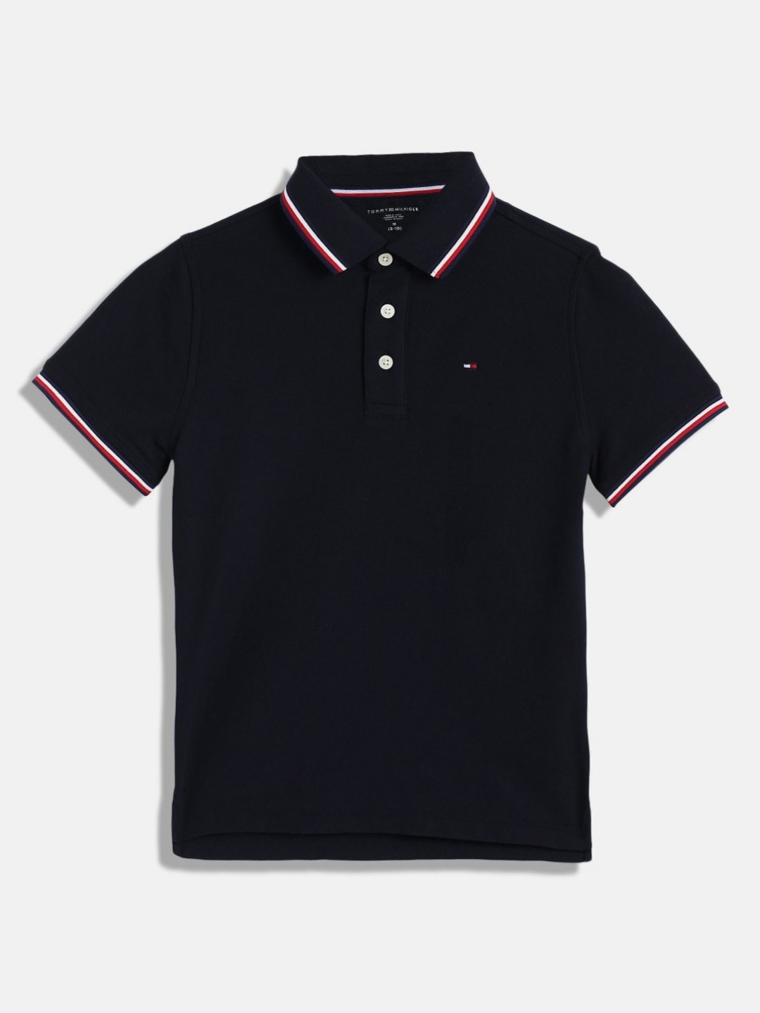 

Tommy Hilfiger Boys Solid Polo Collar Cotton T-shirt, Navy blue