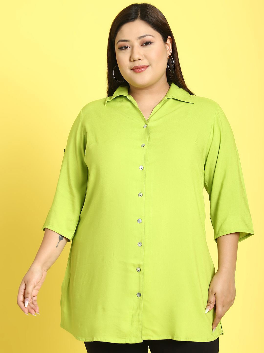 

theRebelinme Women Opaque Casual Shirt, Green