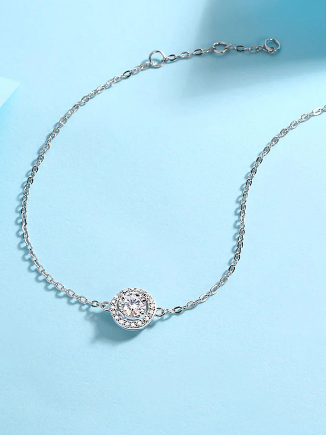 

CAUER 925 Sterling Silver Rhodium-Plated Cubic Zirconia Studded Wraparound Bracelet