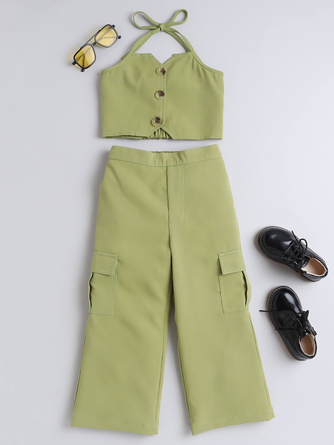 

taffykids Girls Top with Trousers, Green