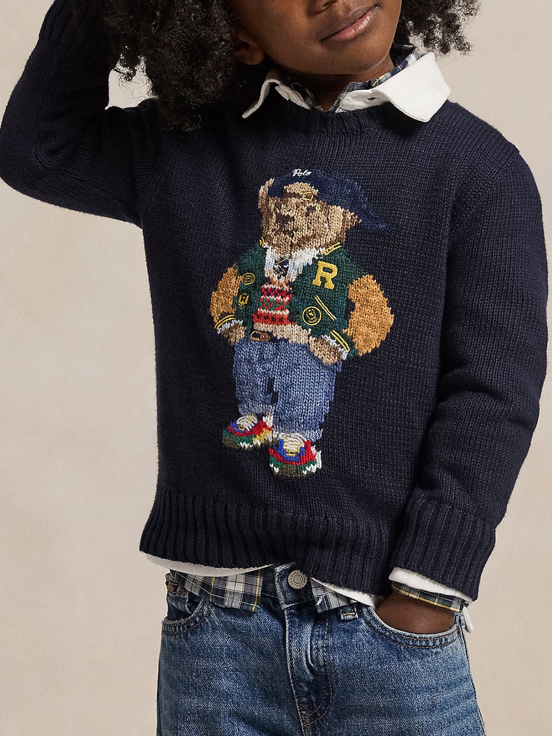 

Polo Ralph Lauren Boys Printed Pure Cotton Sweaters, Navy blue