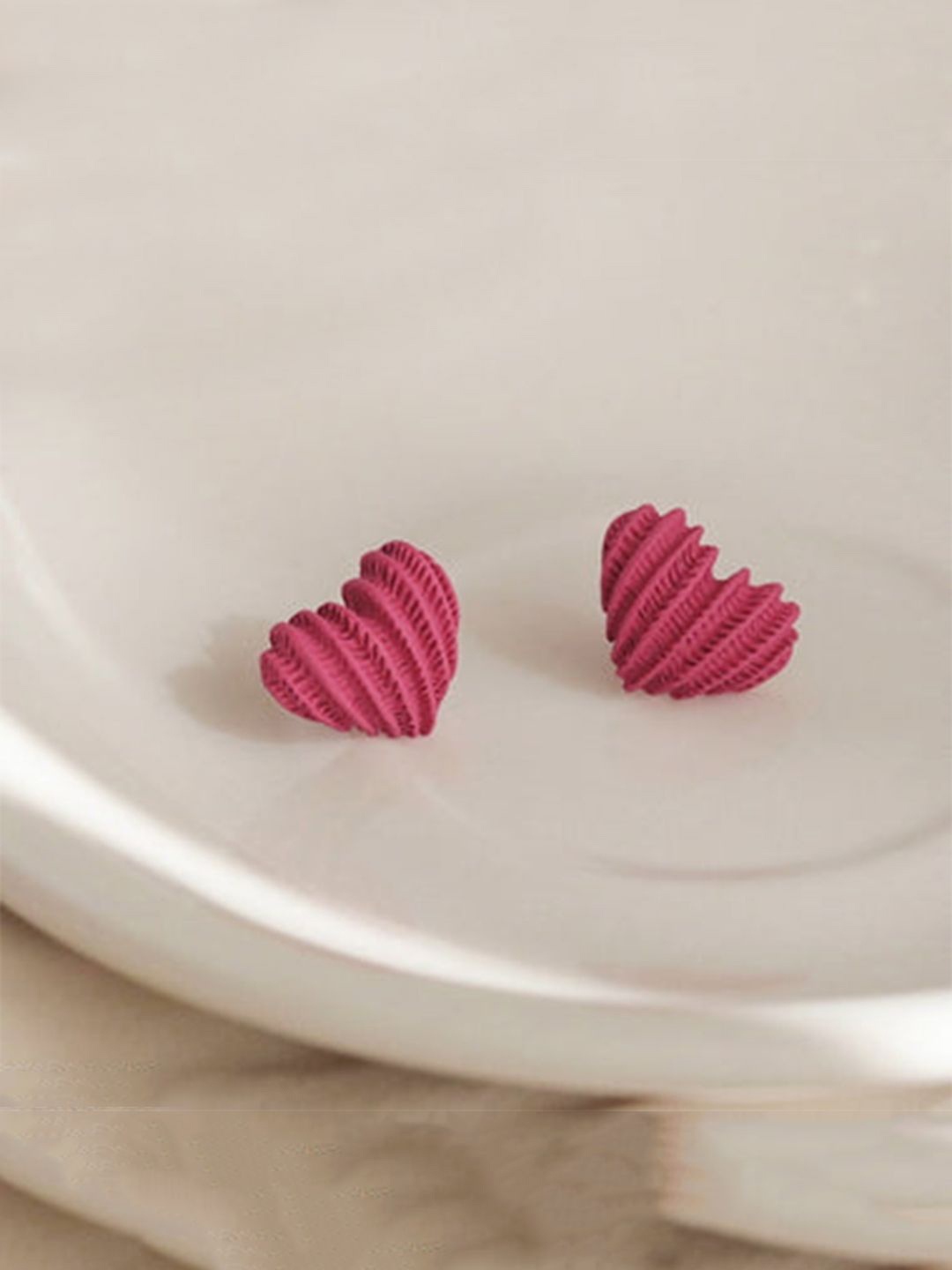 

styledose Heart Shaped Studs Earrings, Red