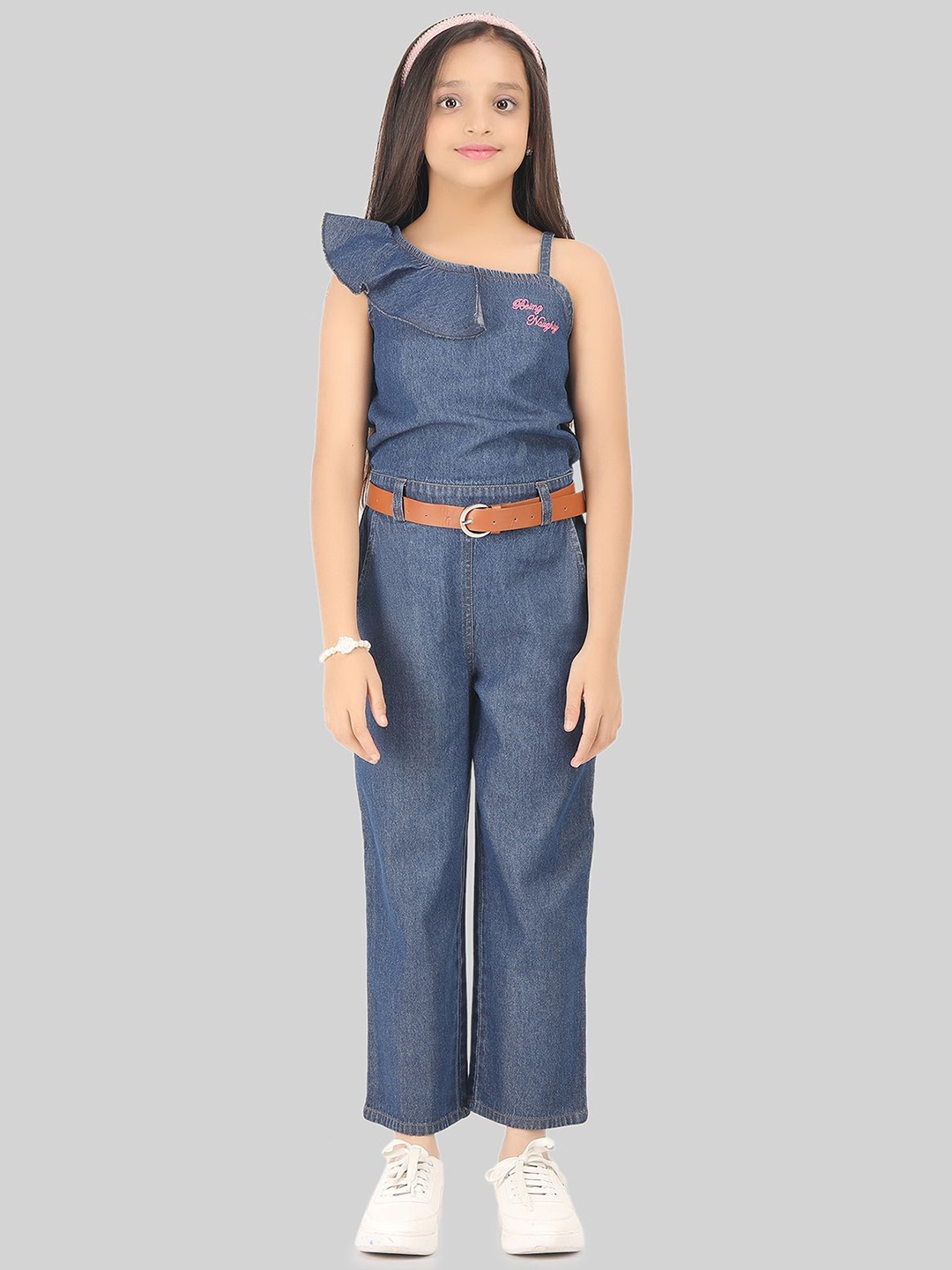 

BEING NAUGHTY Girls One Shoulder Culotte Jumpsuit, Blue