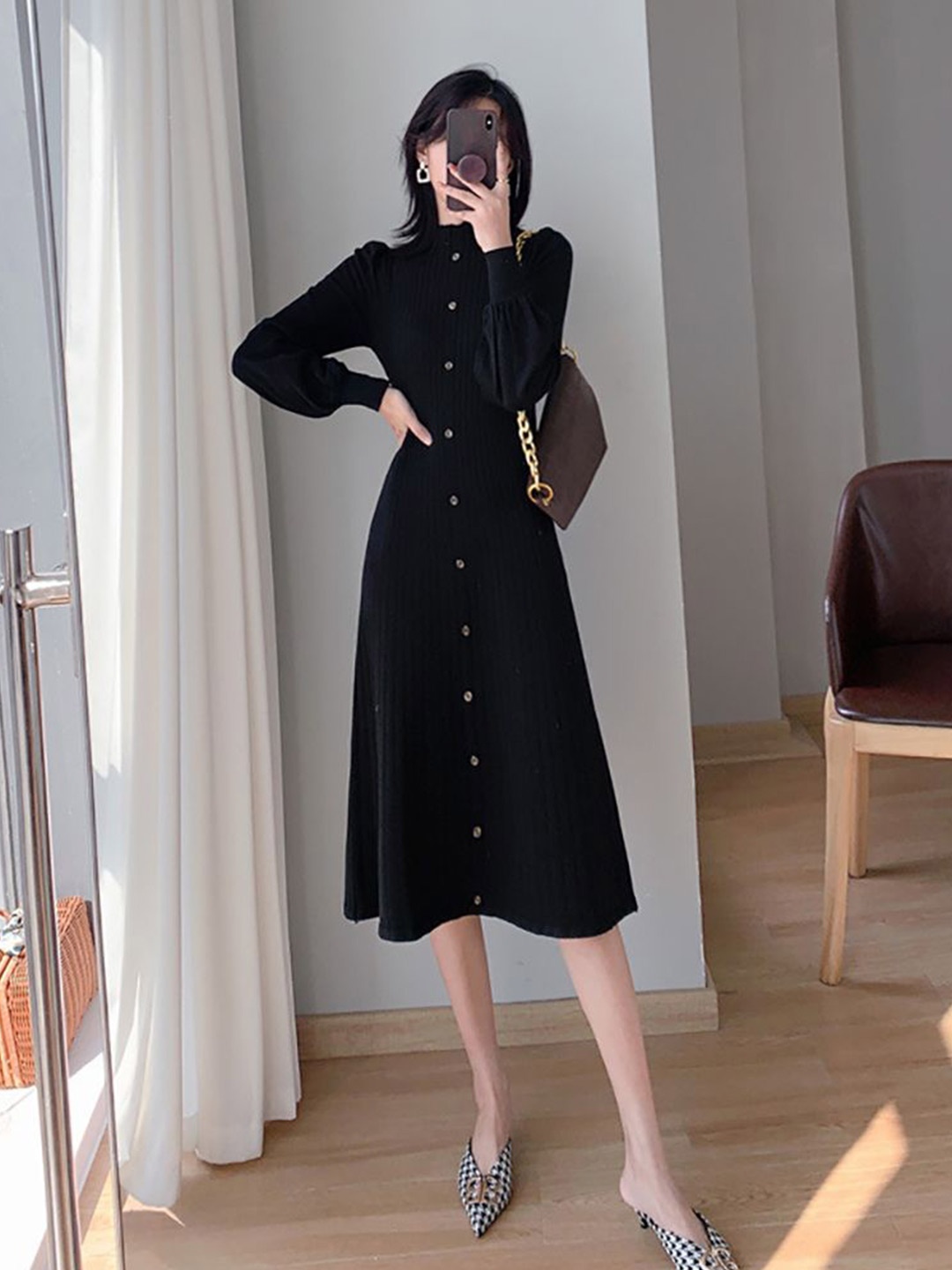 

StyleCast x Revolte A-Line Midi Dress, Black