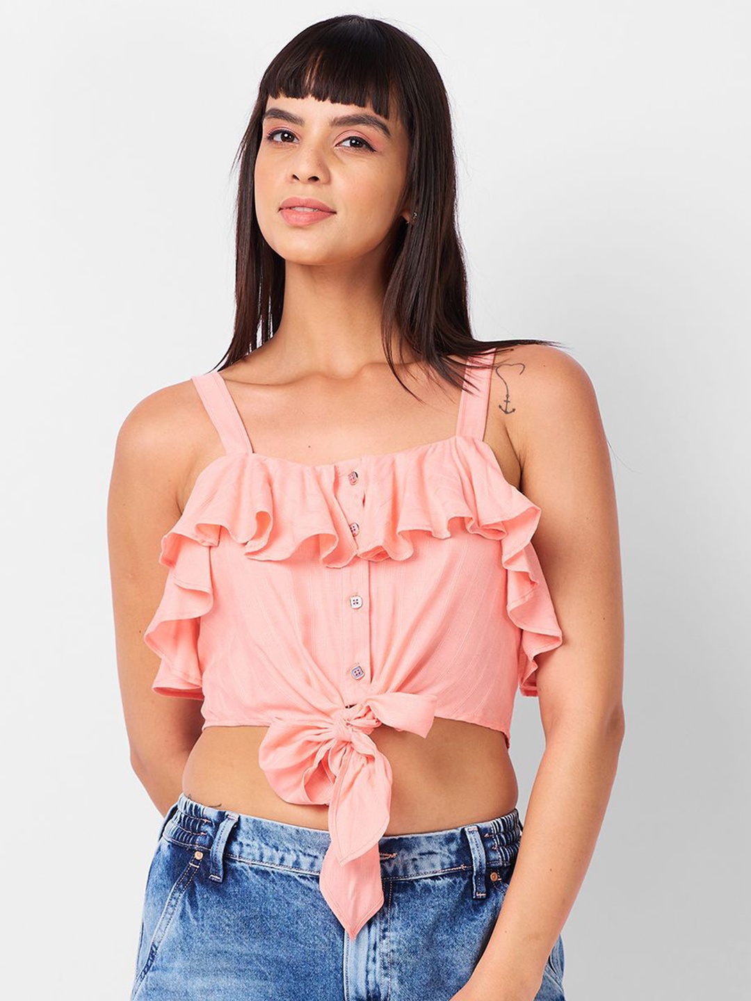 

IZEL Crop Top, Peach