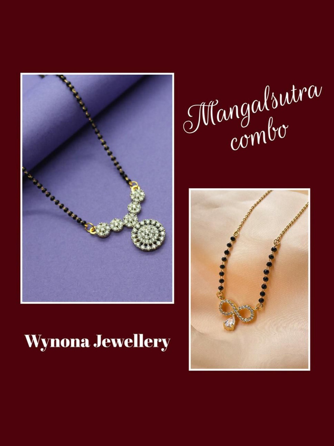 

Wynona Set of 2 Gold Plated Srones Studded Beaded Mangalsutra