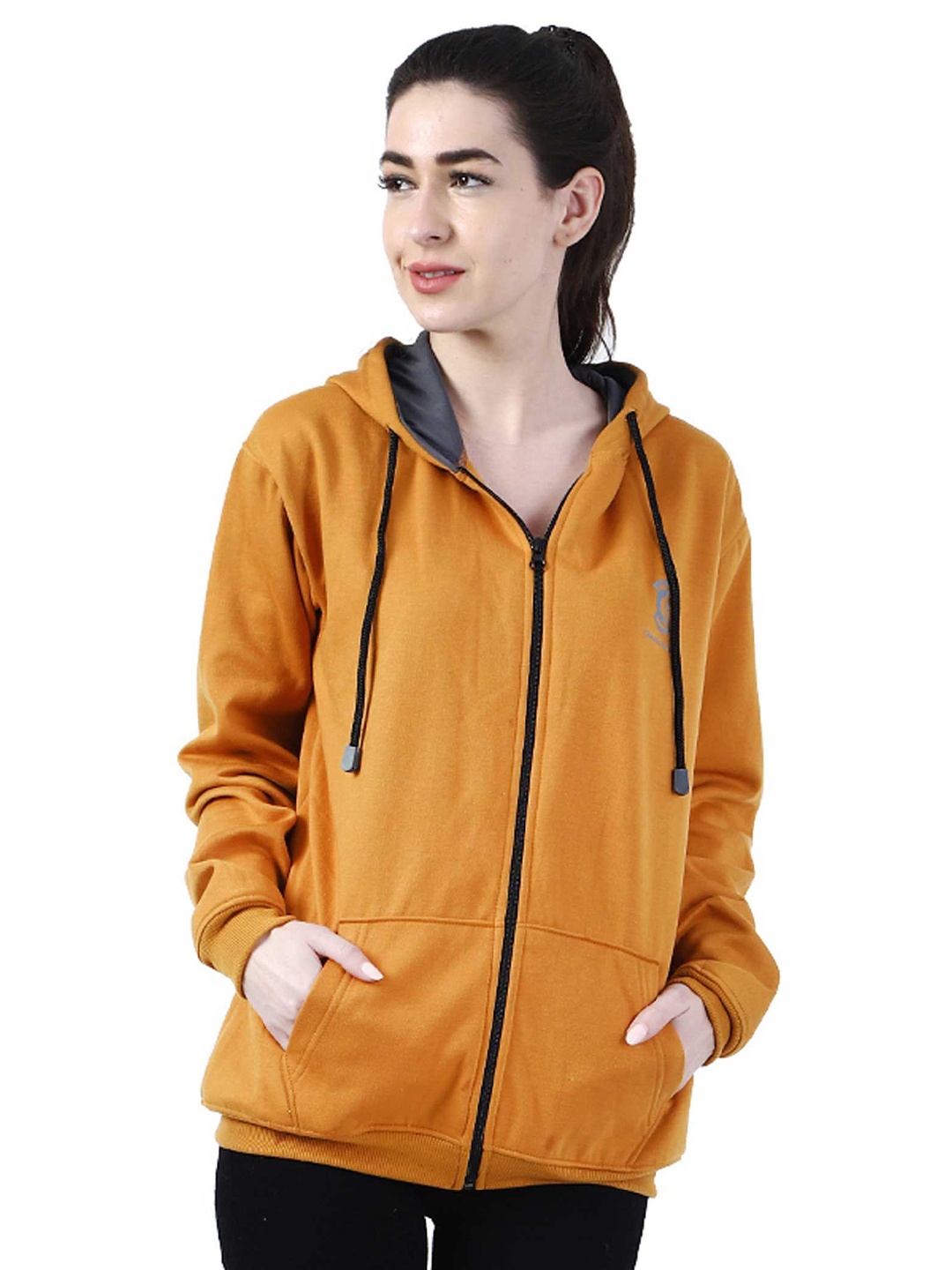 

Chanda Khuba Women Hooded Sweatshirt, Mustard