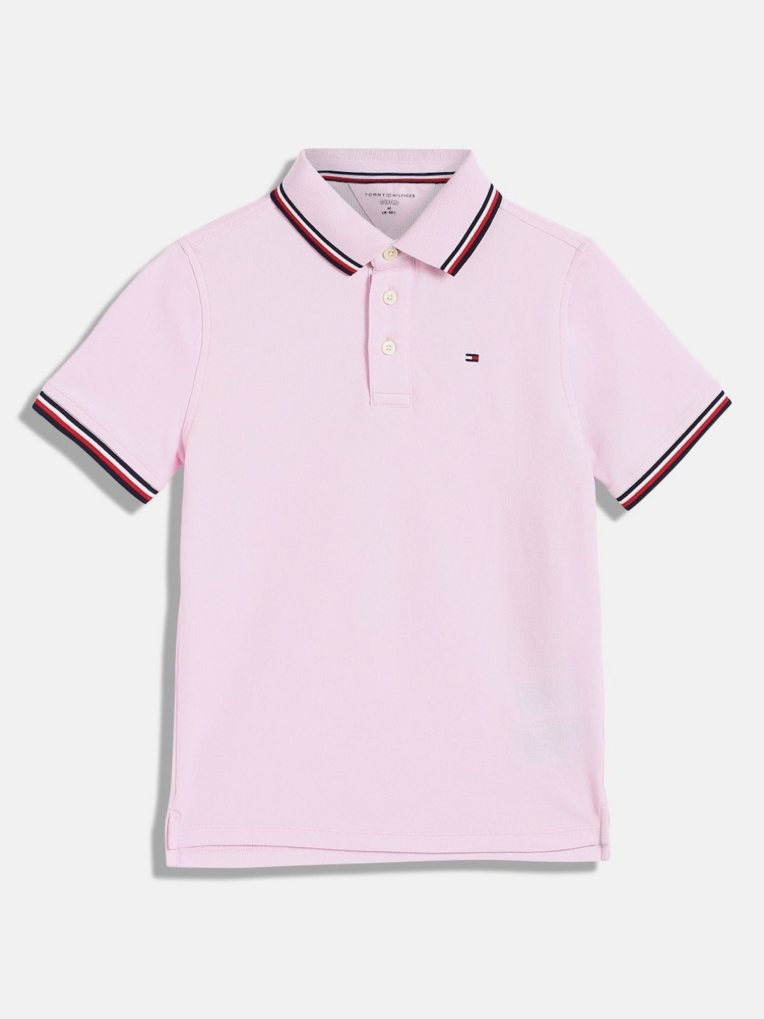 

Tommy Hilfiger Boys Solid Polo Collar Cotton T-shirt, Pink