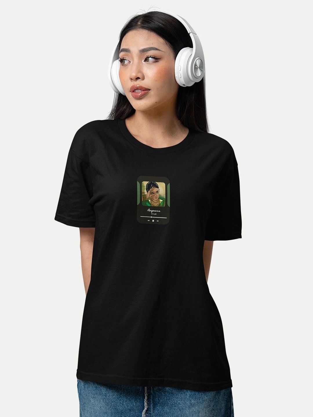 

BOLLYWOO.OOO Unisex Bio Finish Applique T-shirt, Black