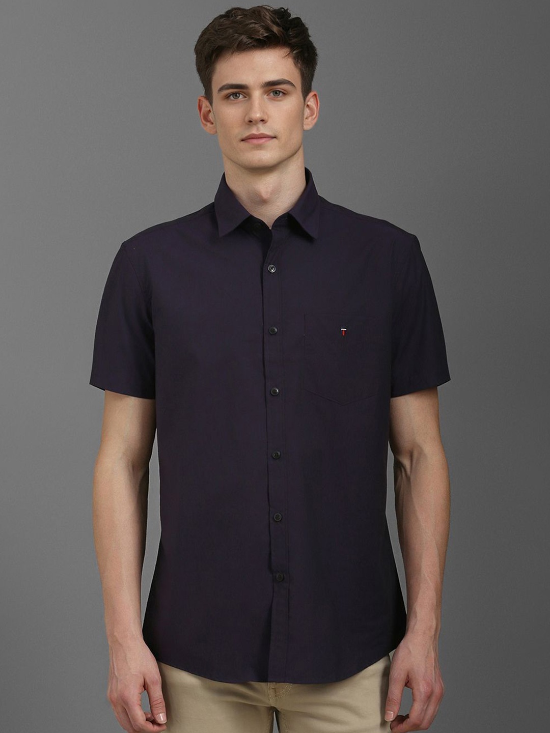 

Louis Philippe Sport Men Slim Fit Pure Cotton Casual Shirt, Purple