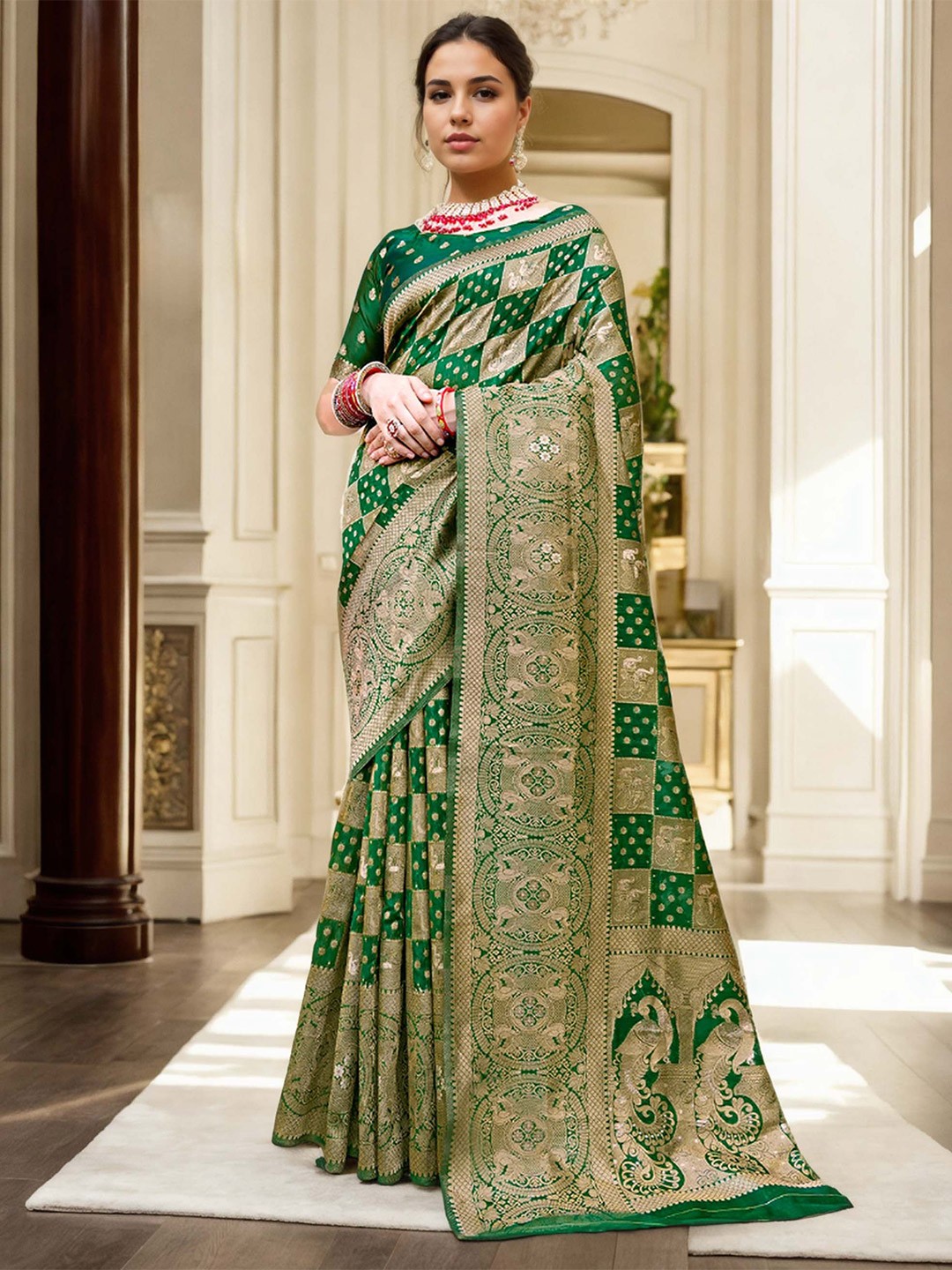 

Anouk Woven Design Organza Banarasi Saree, Green