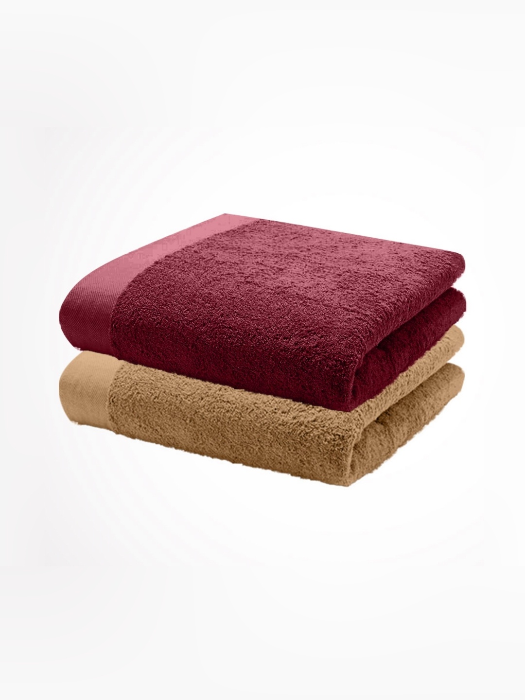 

HOME PLUS STUDIOS Maroon & Beige 2 Cotton 650 GSM Bath Towel