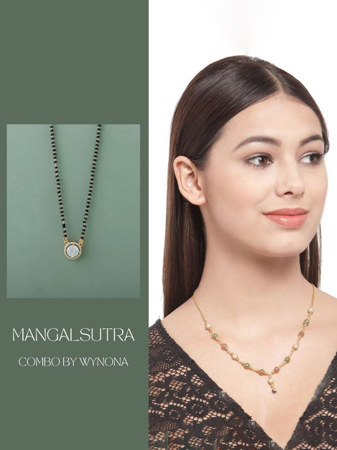 

Wynona Pack of 2 Gold-Plated Artificial Beads Mangalsutra