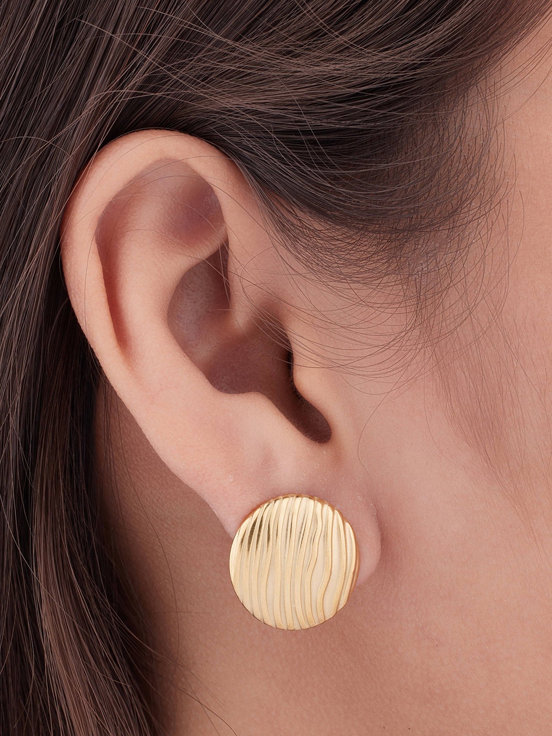 

ANJNI CREATION Gold-Plated Stainless Steel Tarnish-Free Round Studs Earrings