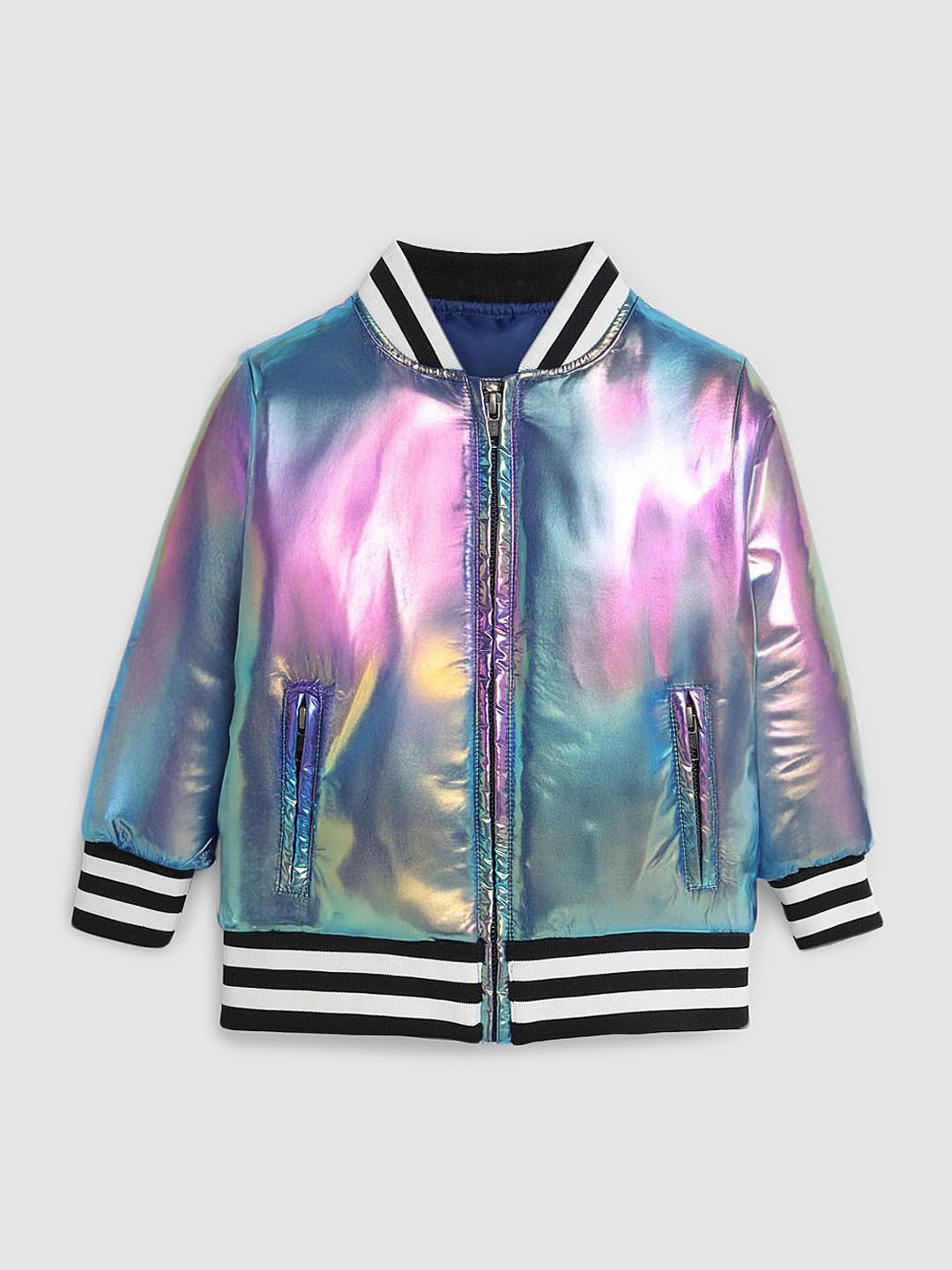 

Somersault Girls Striped Polyester Bomber Jacket, Multi