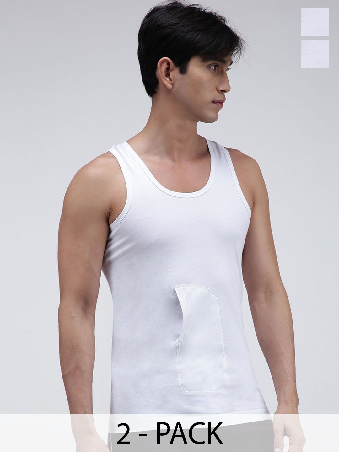 

AMUL COMFY Pack Of 2 Pure Cotton Gym Vests, White