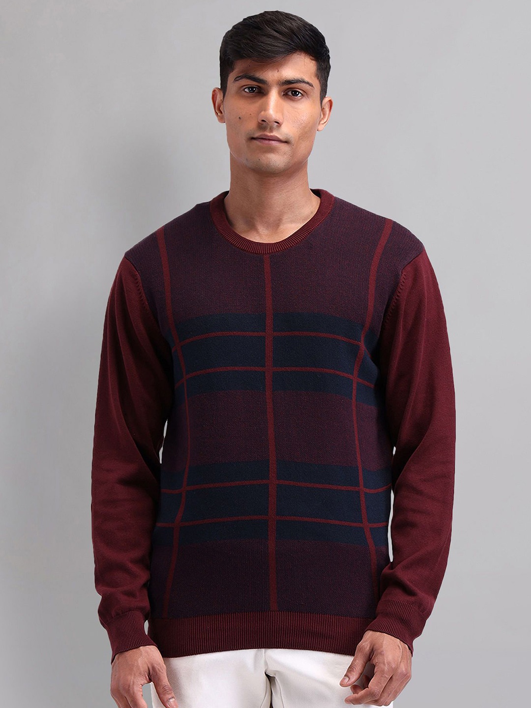 

AD By Arvind Men Checked Pullover, Red