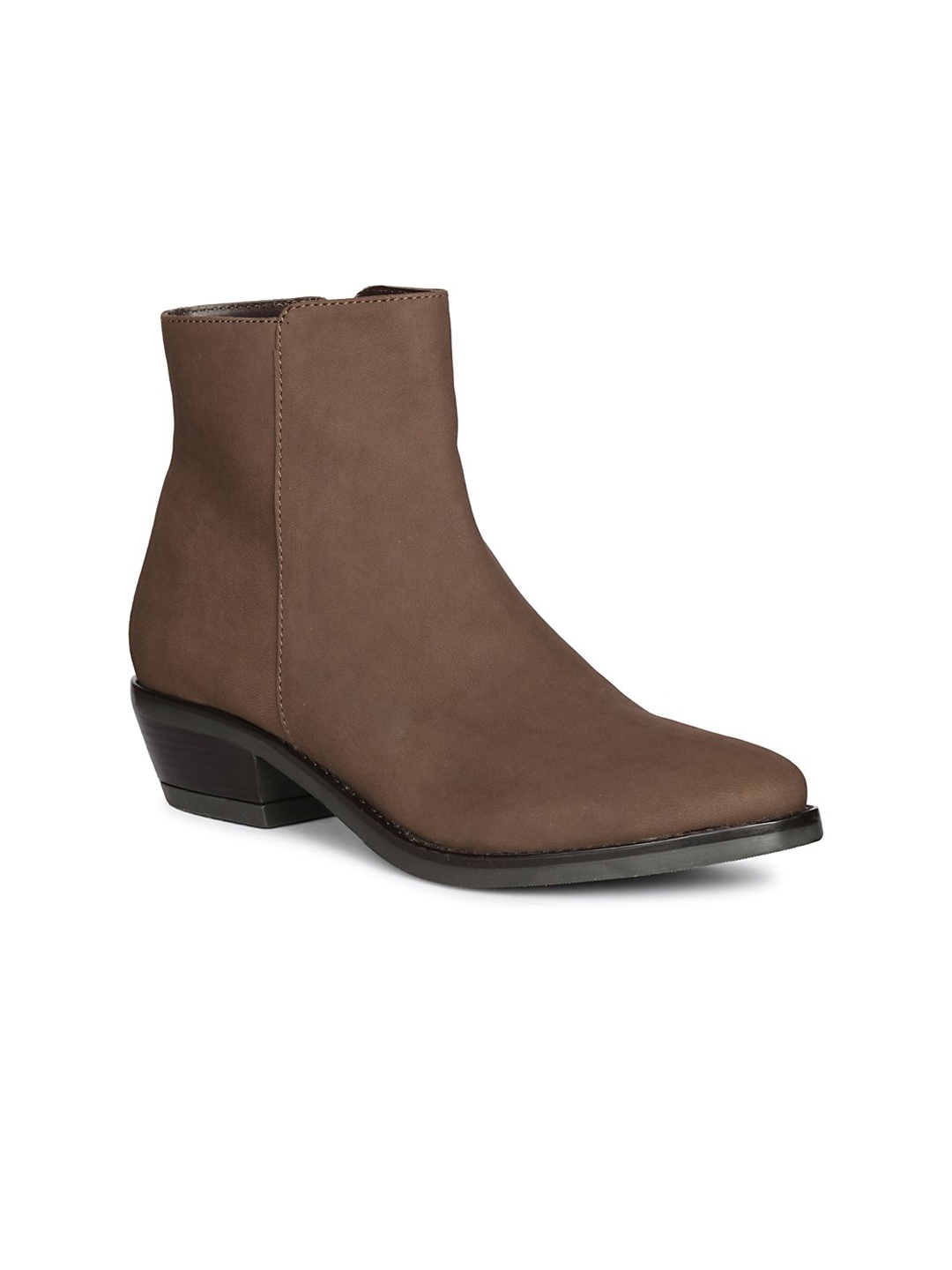 

Saint G Women Casual Block-Heeled Leather Ankle Boots, Brown