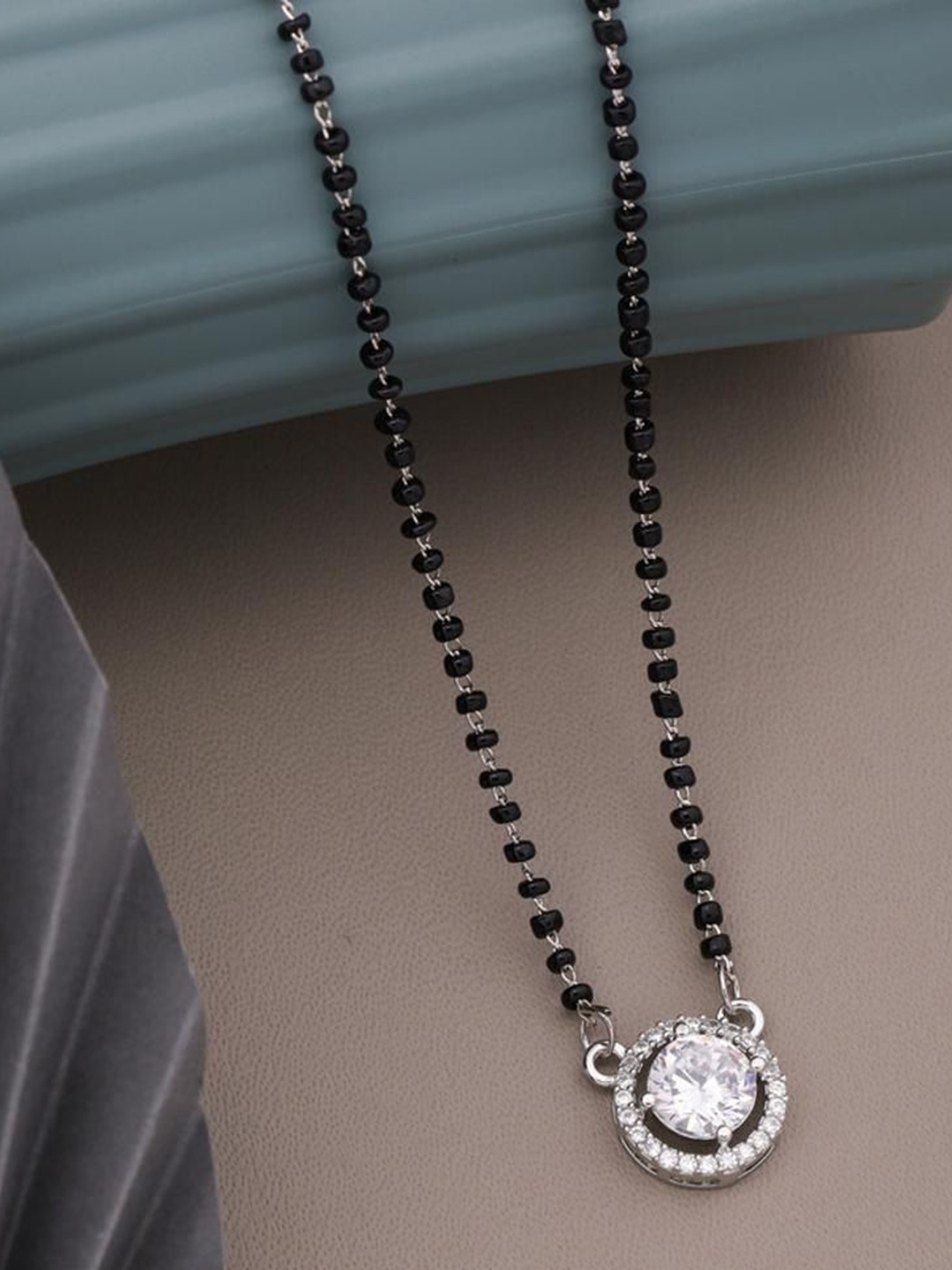 

Wynona Silver-Plated Beaded Mangalsutra