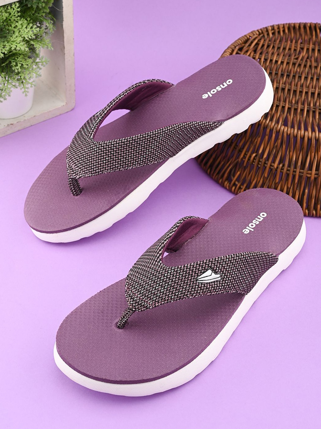 

ONSOLE Women Rubber Thong Flip-Flops, Purple