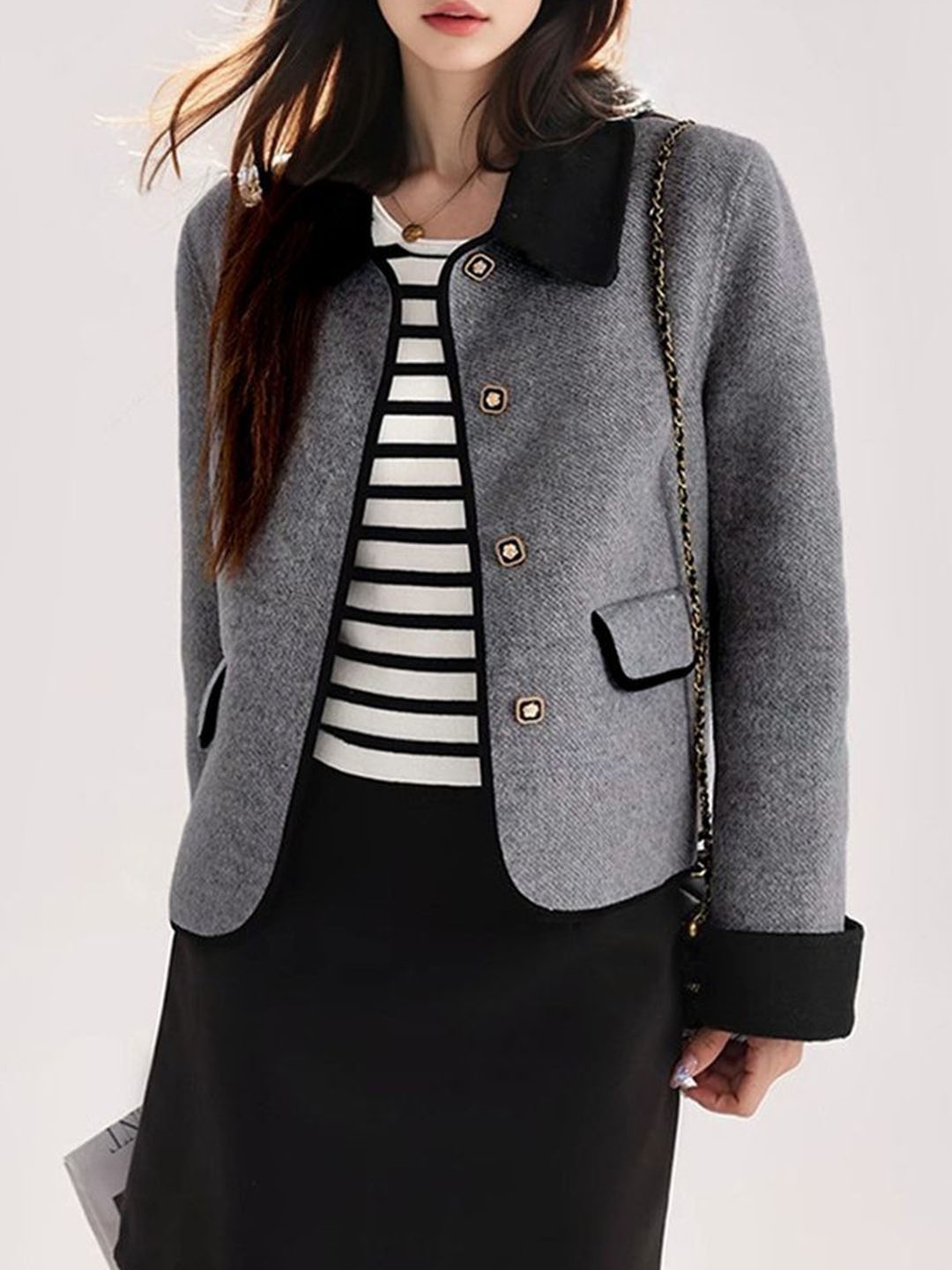 

LULU & SKY Women Longline Tailored Jacket, Grey