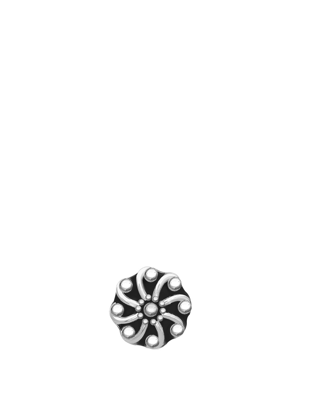 

LeCalla Silver-Plated 925 Sterling Silver Oxidised Flower Ring Nosepin
