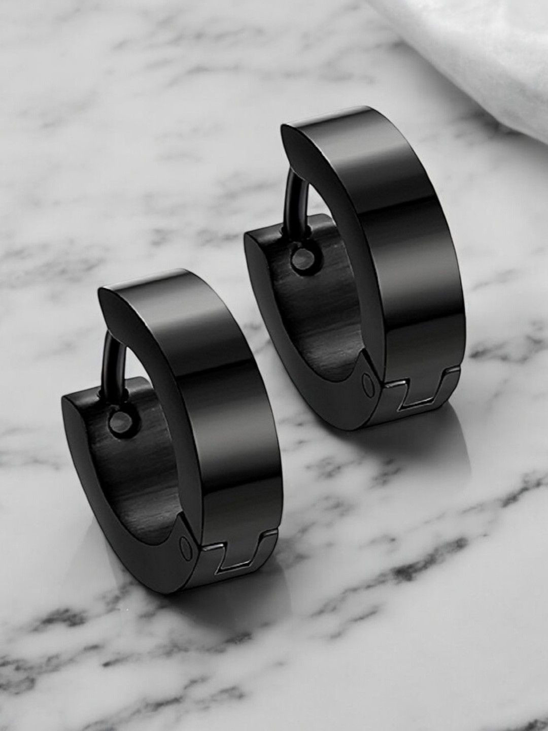 

The Roadster Lifestyle Co Men Stainless Steel Small Hoop Earrings, Black