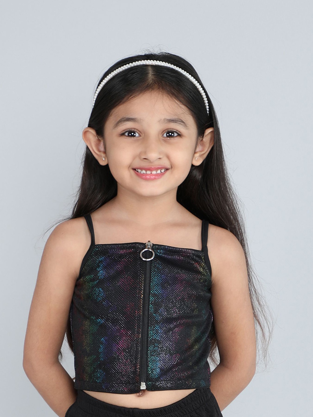 

taffykids Floral Print Crop Top, Black