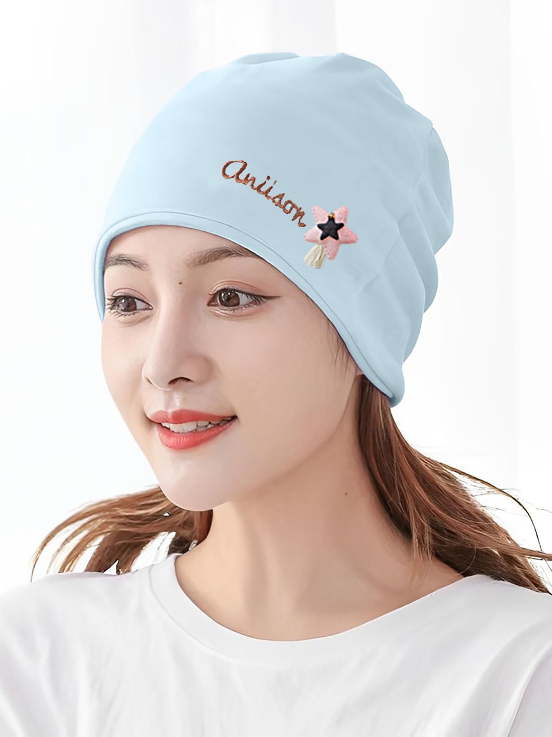 

SYGA Women Embroidered Beanie, Blue