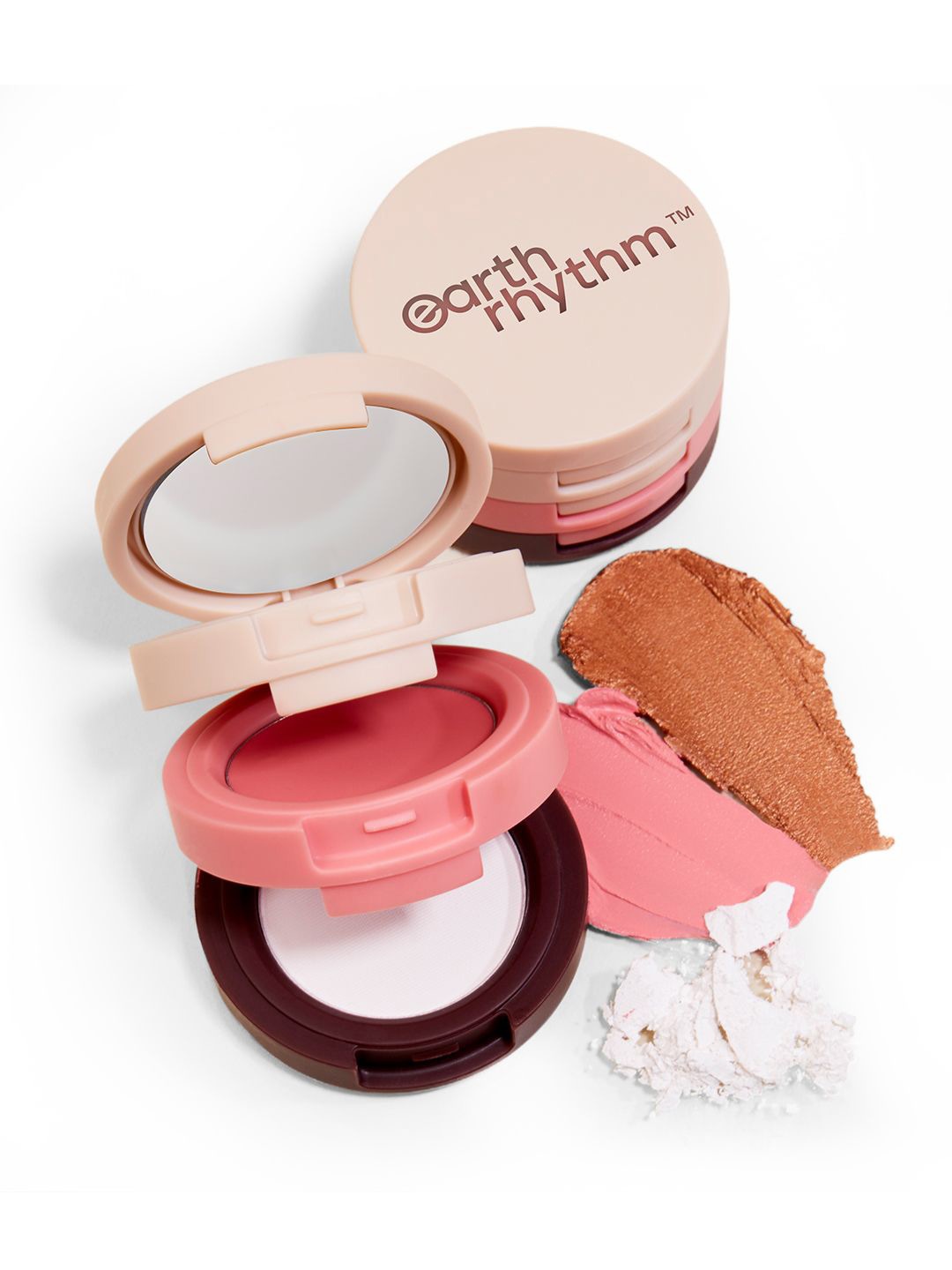 

Earth Rhythm Dab Set Go 3-in-1 Face Palette - Bourbon- 7 gm, Pink