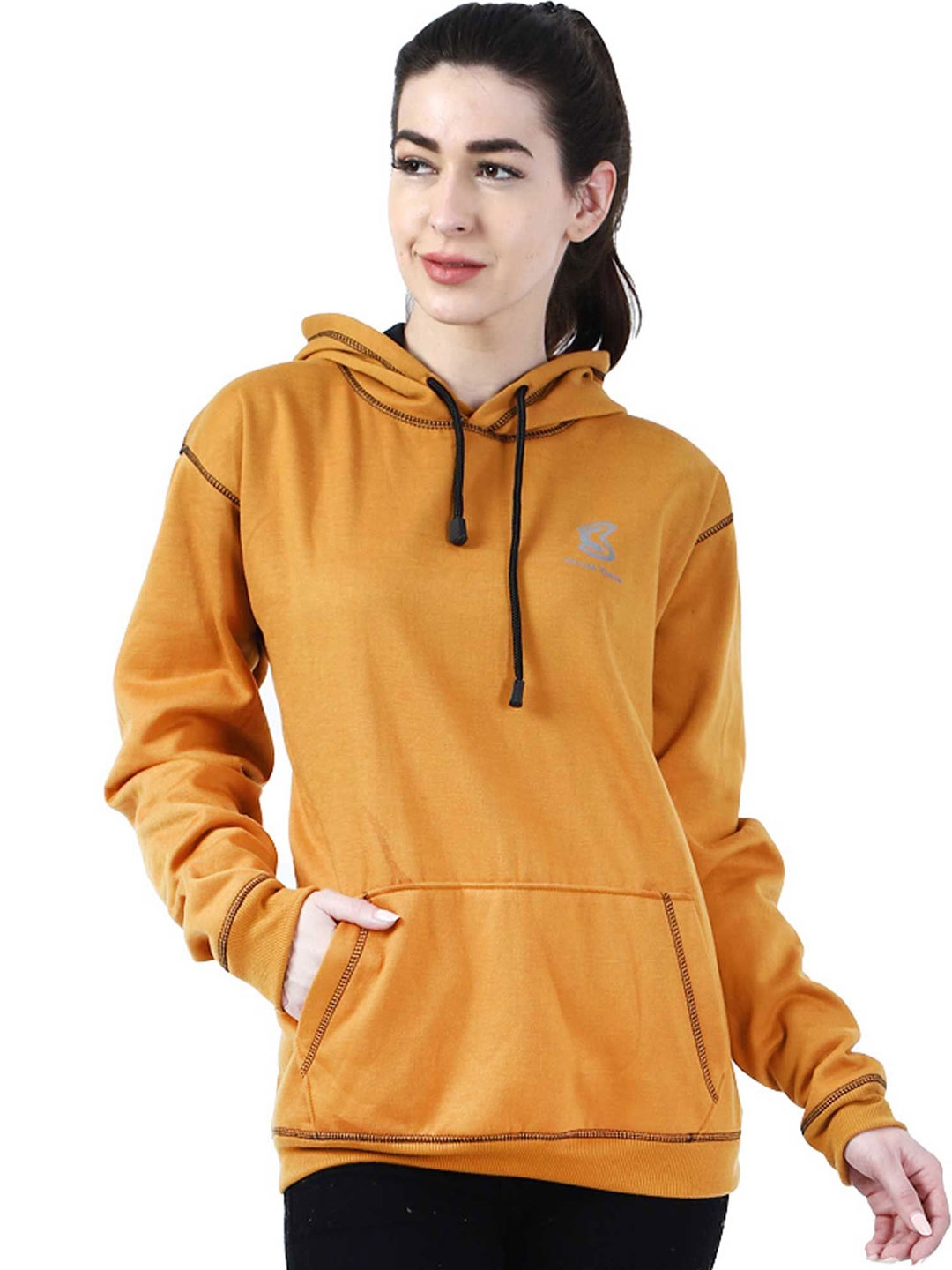 

Chanda Khuba Women Hooded Sweatshirt, Mustard