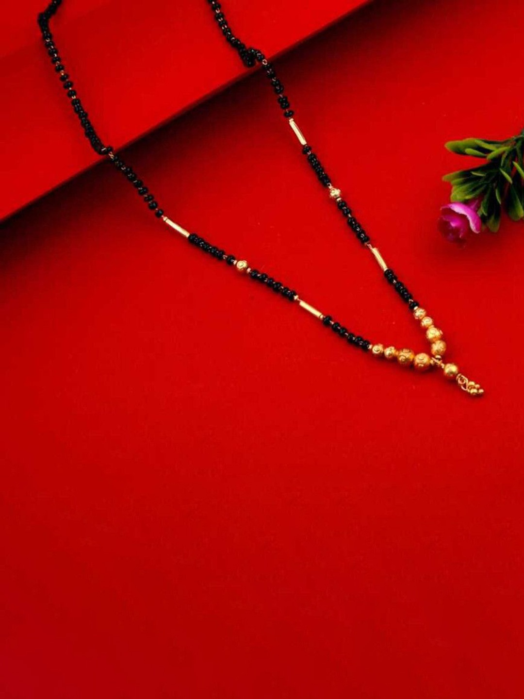 

Wynona Set Of 2 Gold-Plated American Diamond Studded & Beaded Mangalsutra