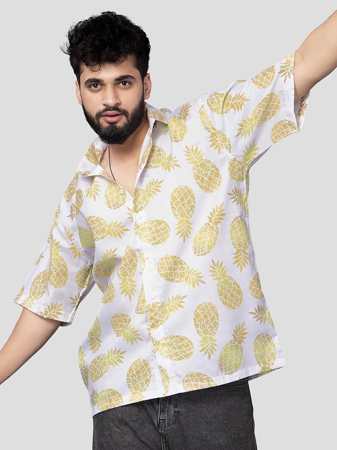 

BOWLIFESTYLE Men Classic Floral Opaque Printed Casual Shirt, Gold