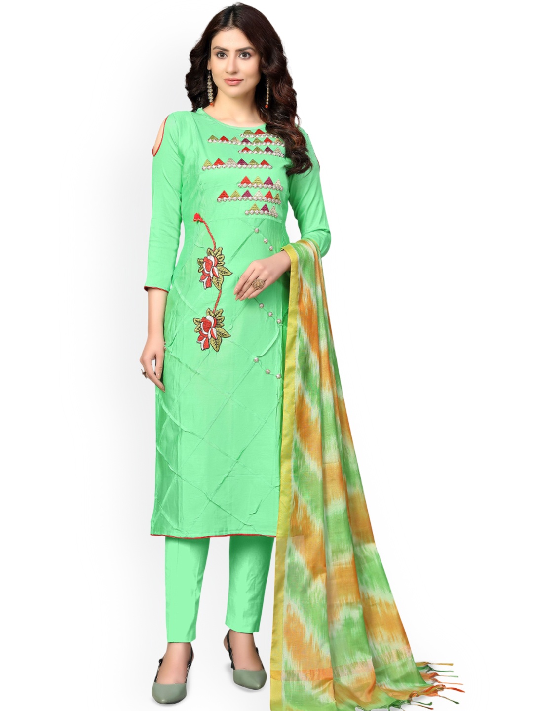 

Maroosh Embroidered Unstitched Dress Material, Green