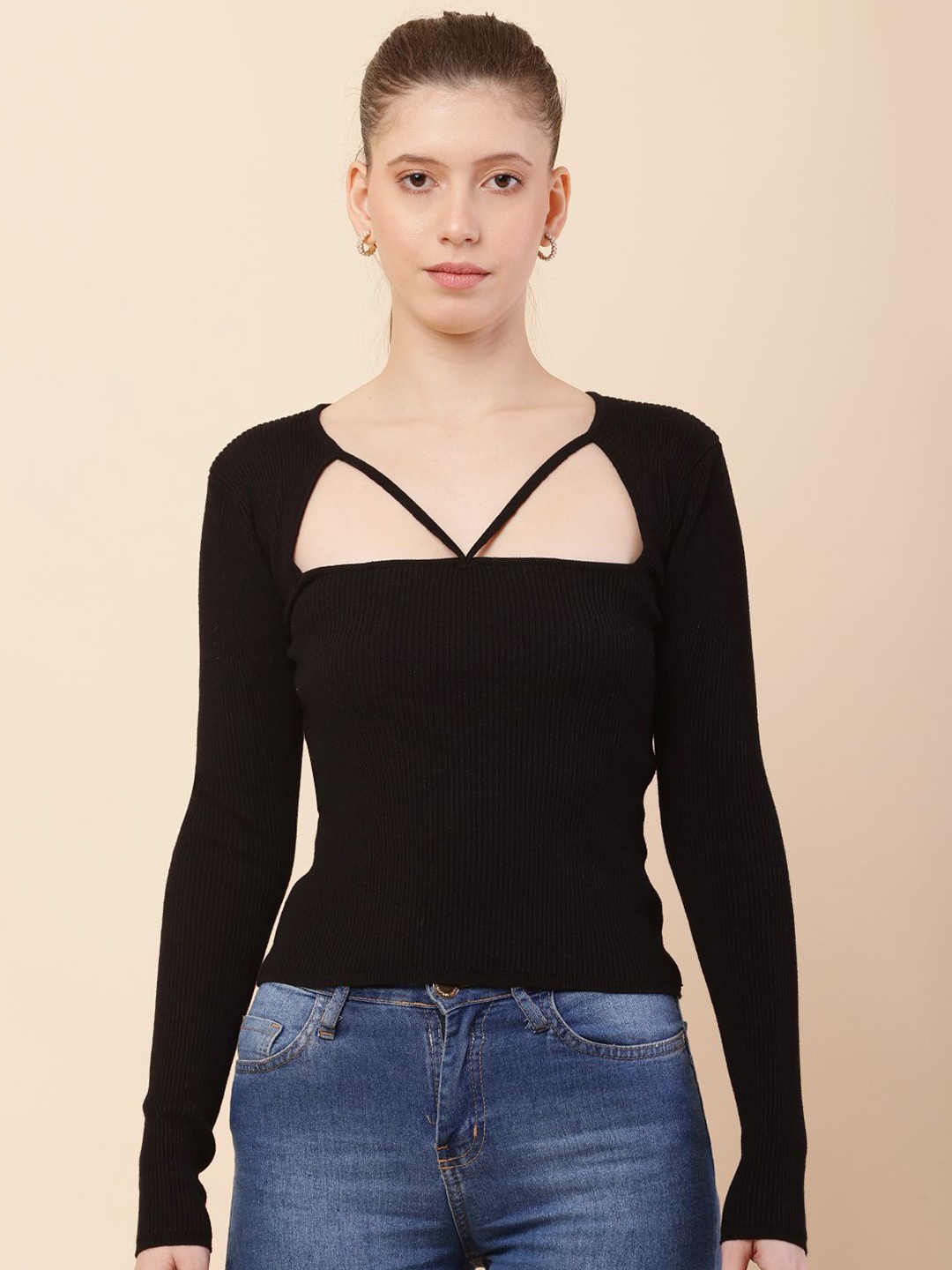 

NoBarr Women V-Neck Top, Black