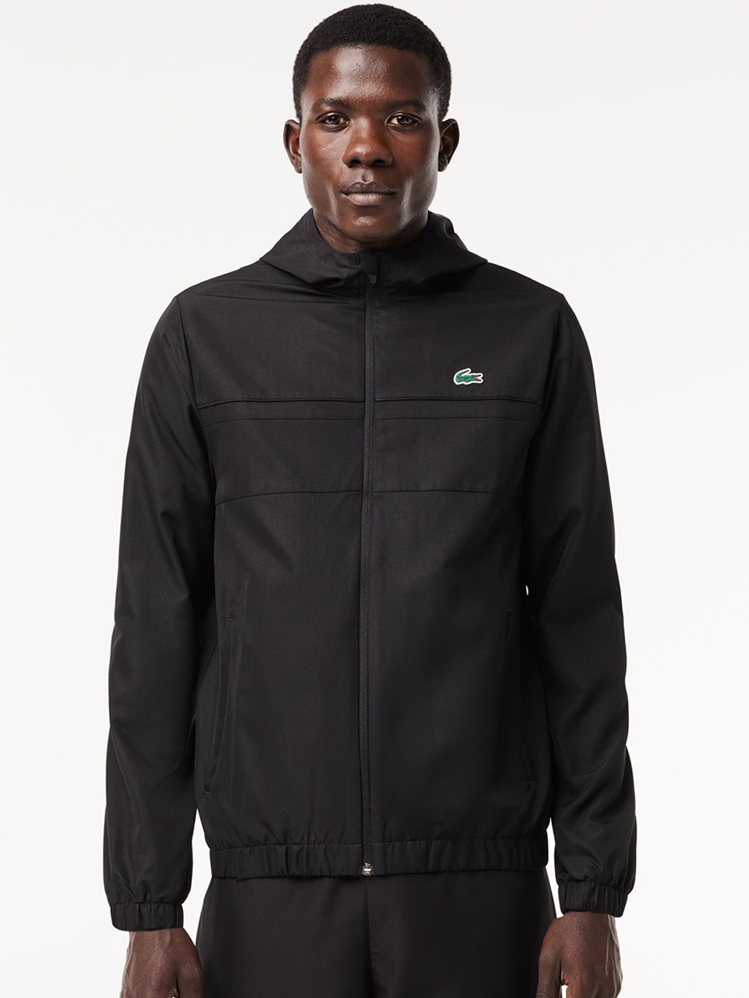 

Lacoste Men Hooded Solid Casual Bomber Jacket, Black