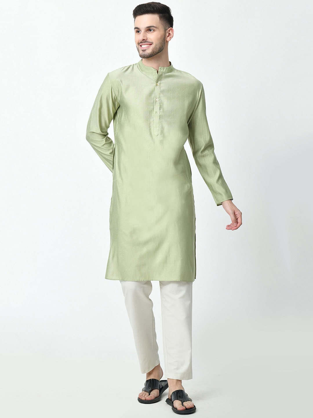 

ALL WAYS YOU Men Thread Work Kurta, Green