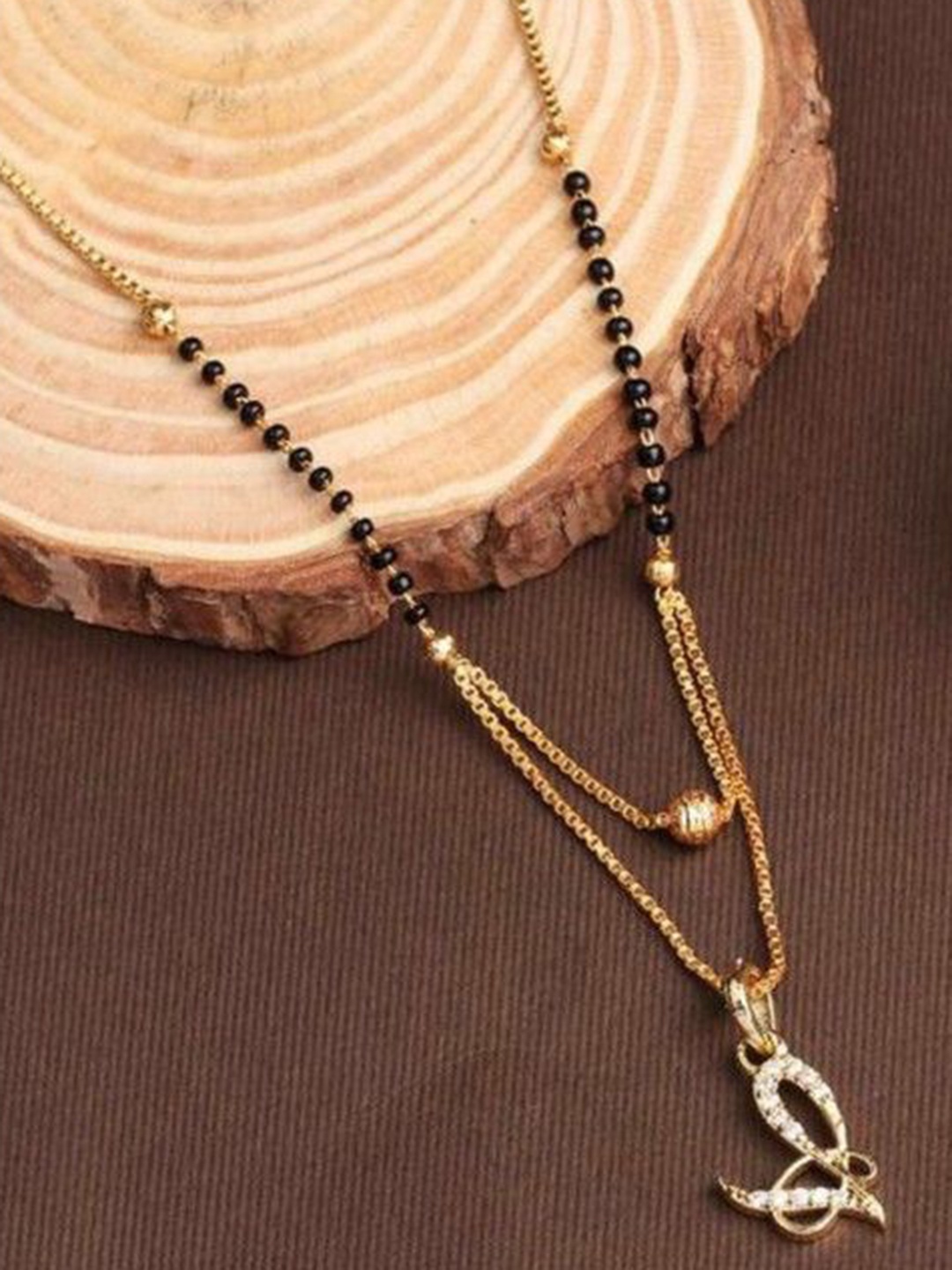 

Wynona Gold-Plated Artificial Stones and Beads Mangalsutra