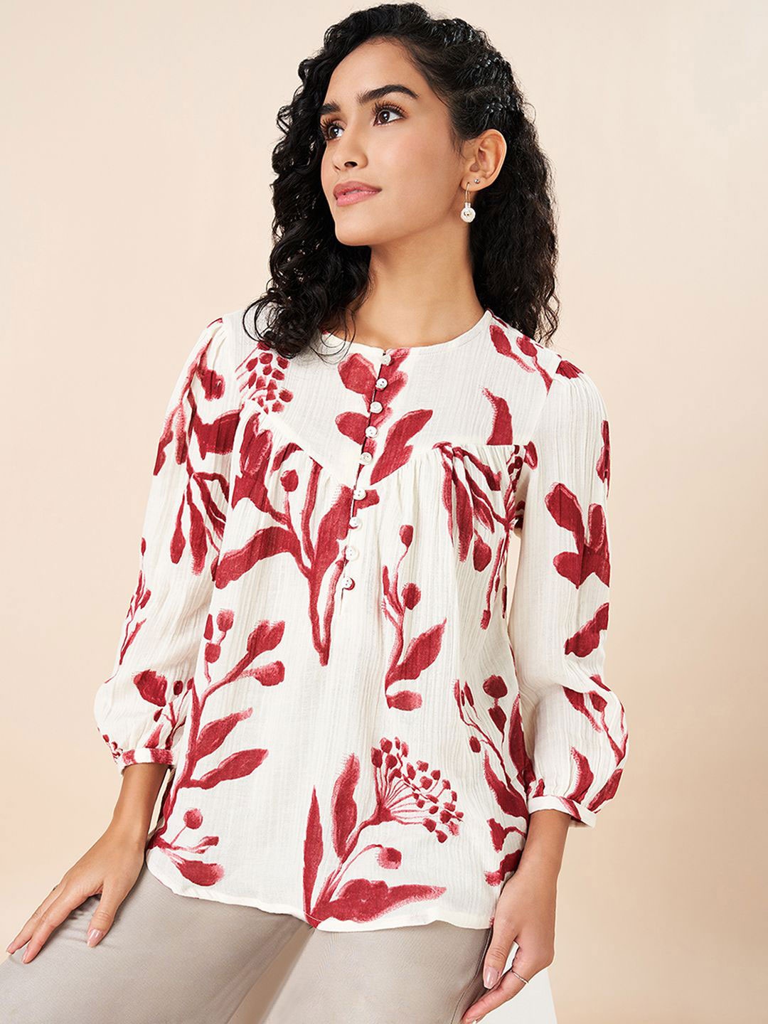 

AKKRITI BY PANTALOONS Women Printed Tunic, White
