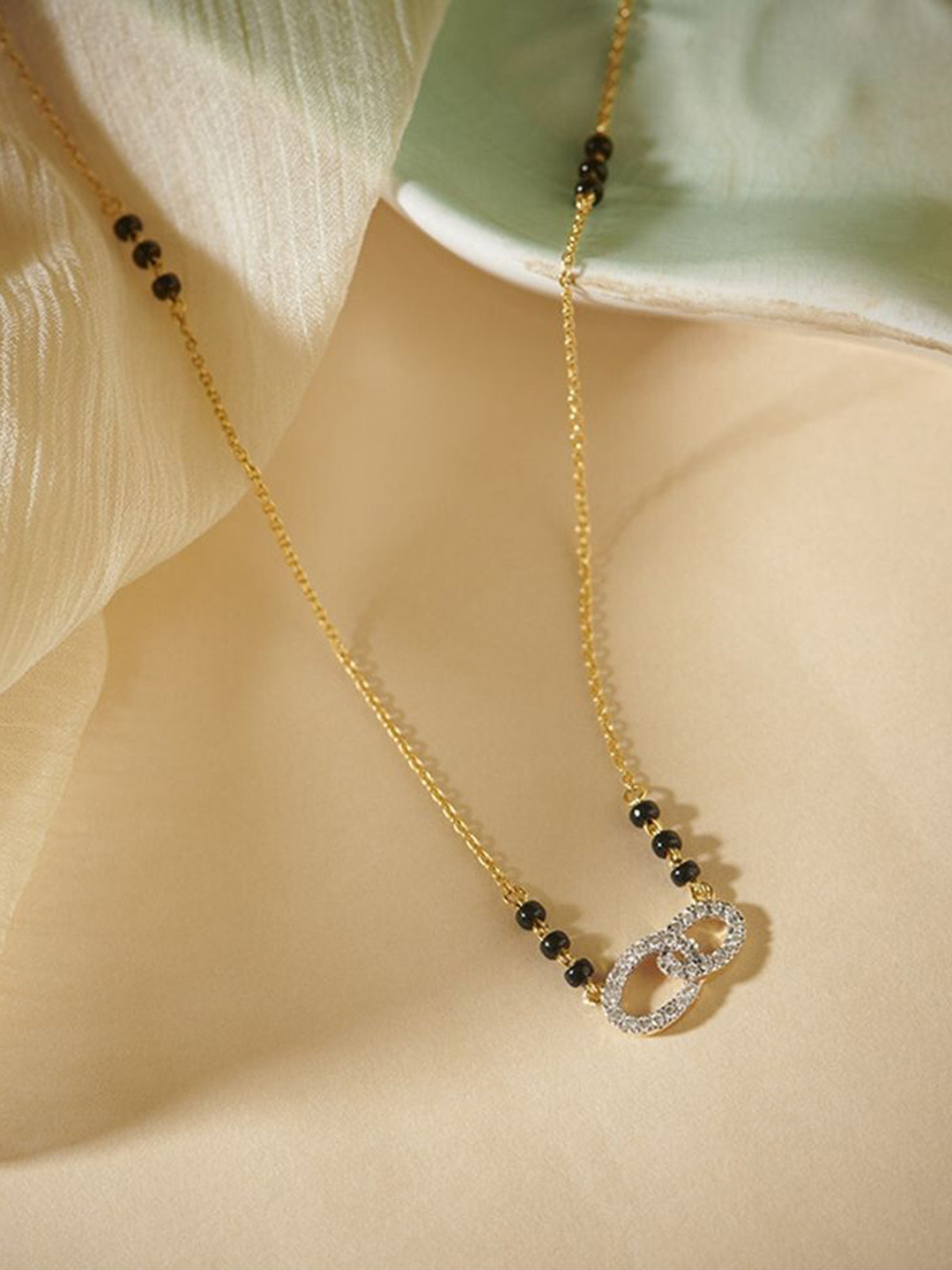 

Wynona Set Of 2 Gold-Plated Tanmaniya American Diamond & Beaded Mangalsutras