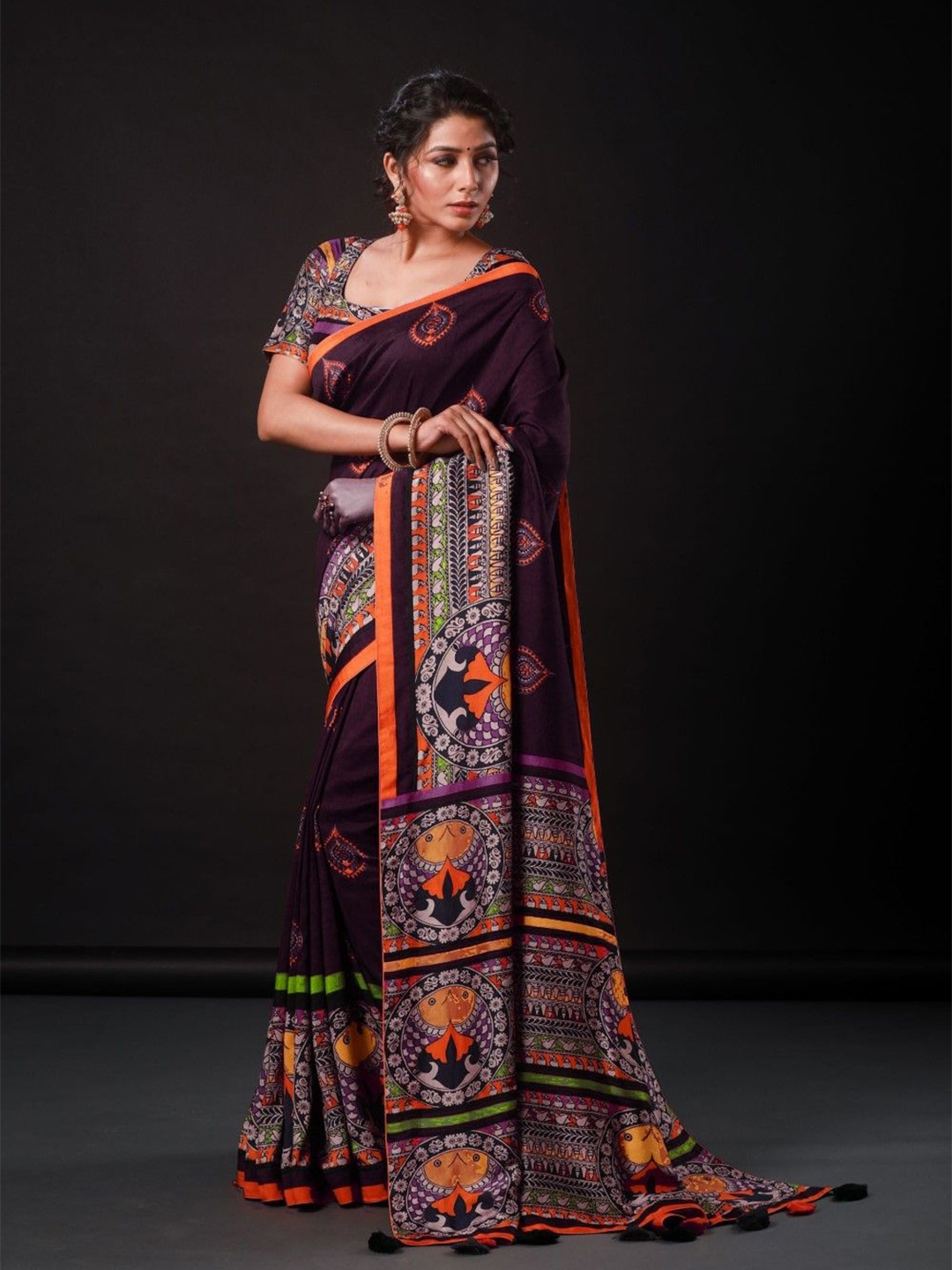 

House of Deepthi Women Ethnic Motifs Printed Saree, Purple