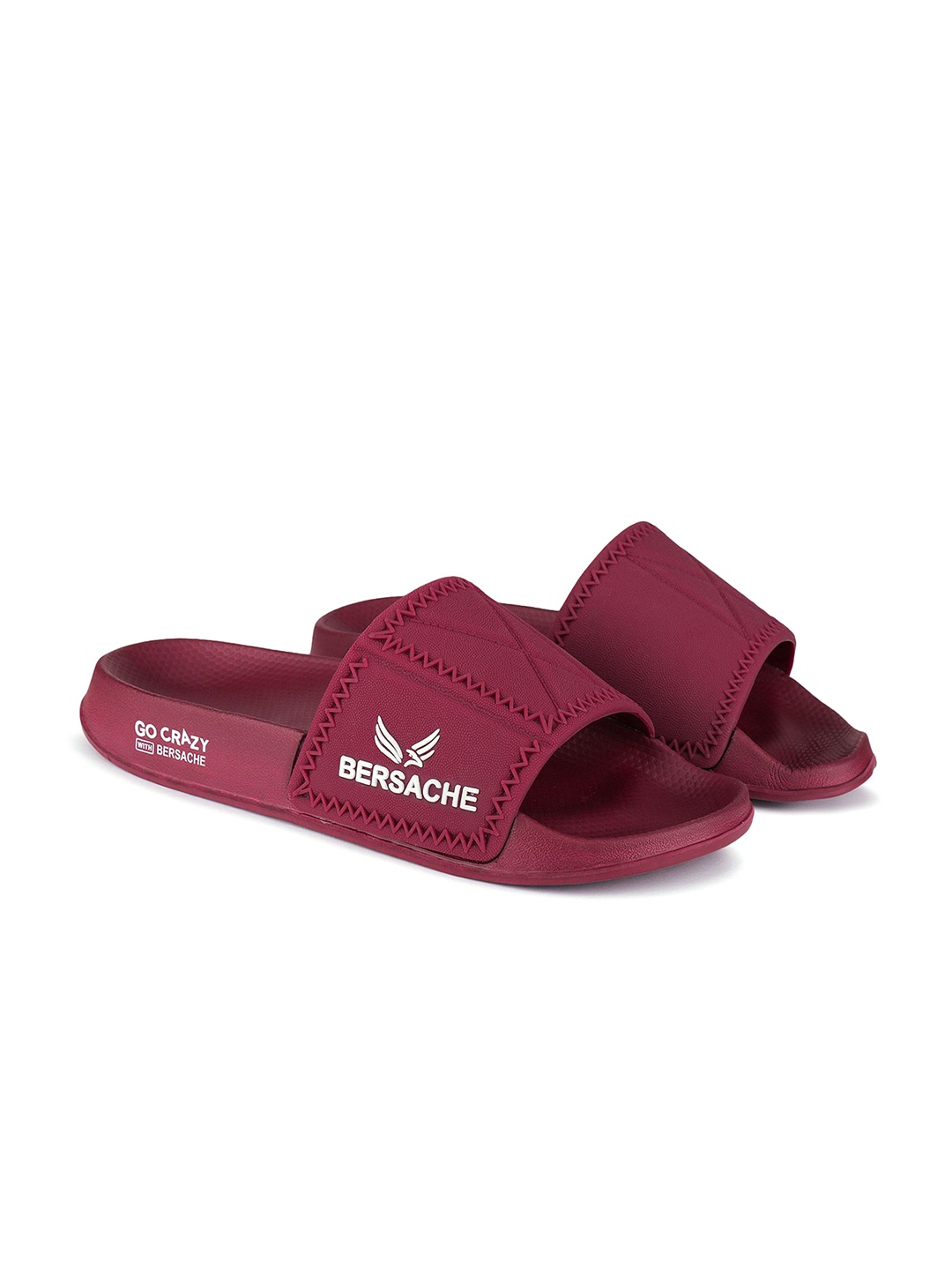 

BERSACHE Men Open Toe Flats, Maroon