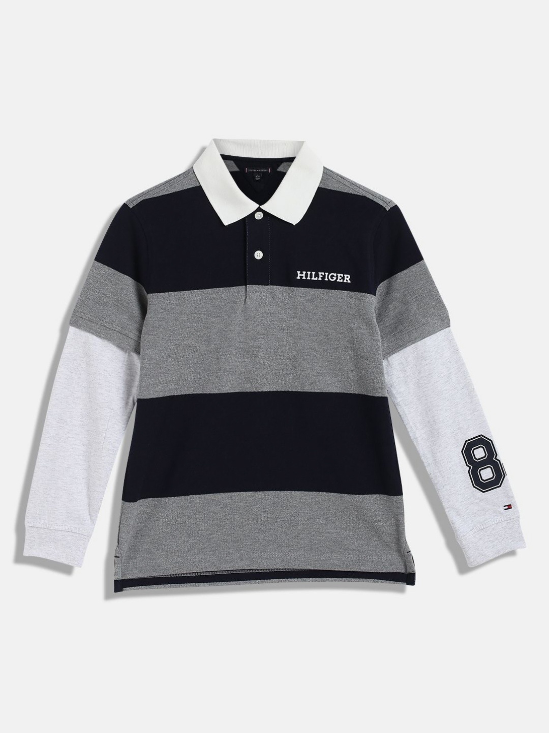 

Tommy Hilfiger Boys Colourblocked Polo Collar Cotton T-shirt, Grey