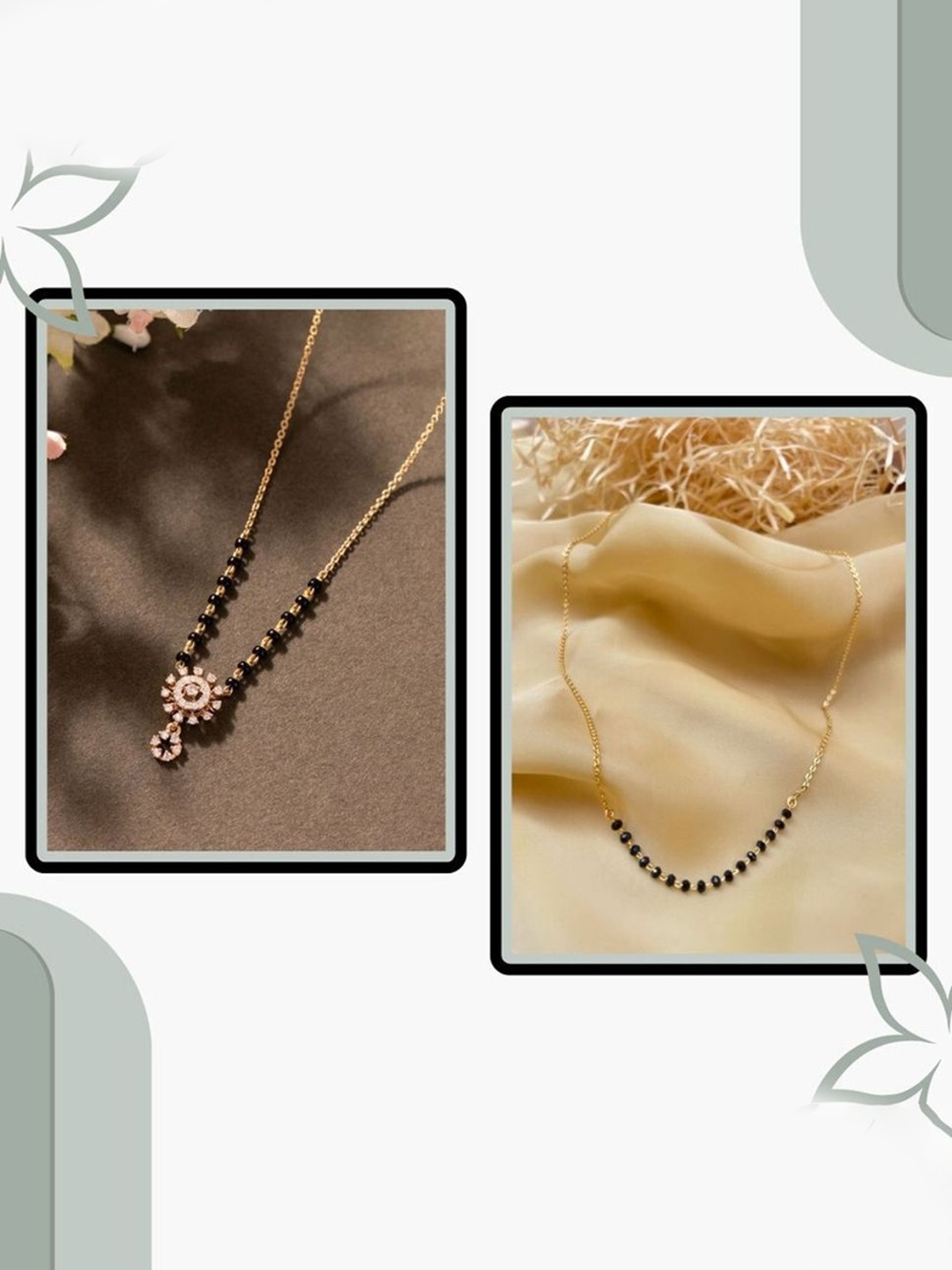 

Wynona Set Of 2 Gold-Plated Tanmaniya American Diamond Mangalsutras