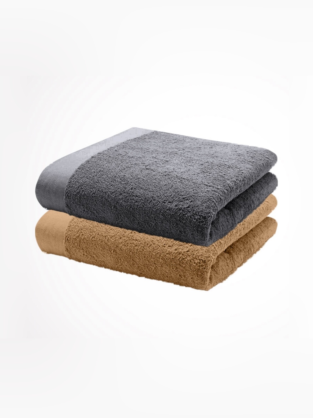 

HOME PLUS STUDIOS Beige & Grey 2 Cotton 650 GSM Bath Towel