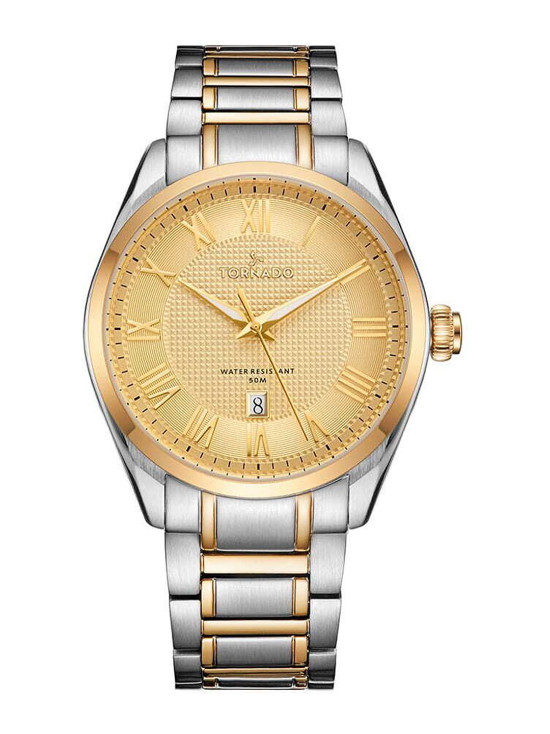 

TORNADO Men Embellished Dial & Stainless Steel Bracelet Style Straps Analogue Watch T8007-TBTC, Champagne