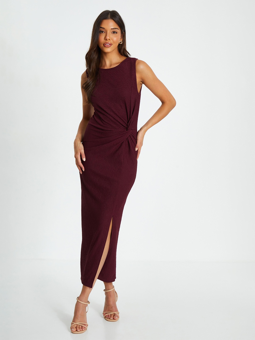 

QUIZ Bodycon Midi Dress, Burgundy